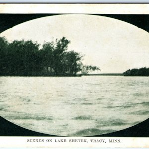 c1900s Tracy, Minn. Lake Shetek Oval Litho Photo Scene Antique Postcard MN A153