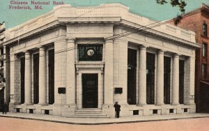 Vintage Postcard 1920's Citizens National Bank Frederick MD Maryland