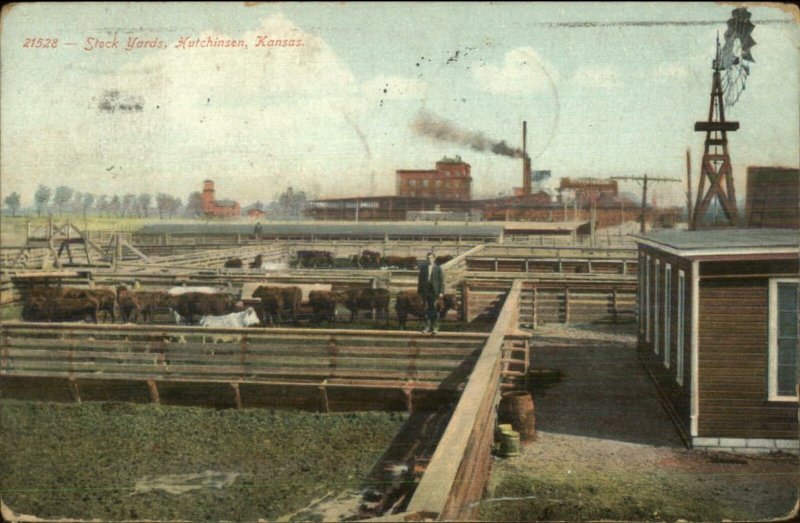 Hutchinson KS Stock Yards c1910 Postcard