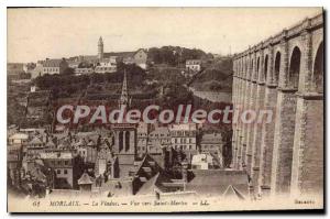 Old Postcard Morlaix Viaduct view to Saint Martin