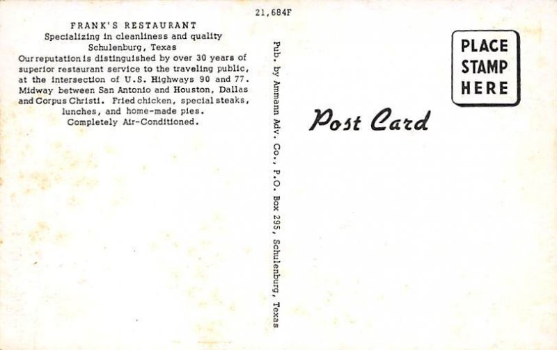 Franks Restaurant - Schulenburg, Texas TX