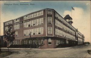Norwood MA Plimpton Press c1910 Postcard
