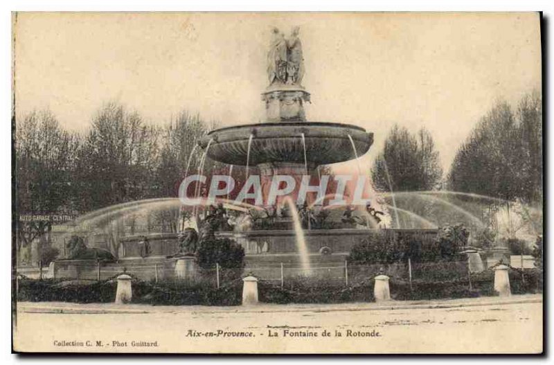 Old Postcard Aix en Provence La Fontaine de la Rotonde