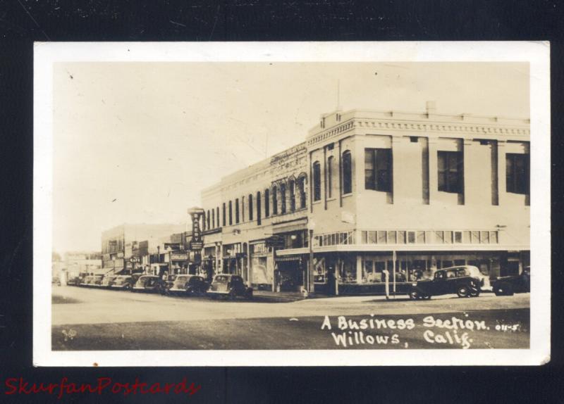 RPPC WILLOWS CALIFORNIA DOWNTOWN MAIN STREET SCENE CARS REAL