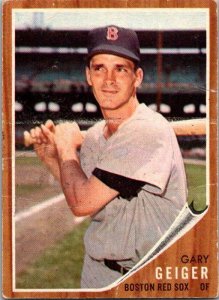 1962 Topps Baseball Card Gary Geiger Boston Red Sox sk1857