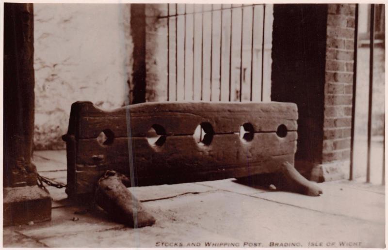 BRADING ISLE OF WIGHT UK STOCKS~WHIPPING POST~REAL PHOTO POSTCARD