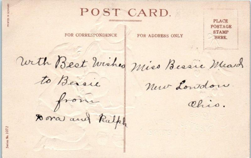 Embossed VALENTINE Greeting  CUTE BOY & GIRL   Hearts    c1910s   Postcard 