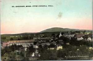 Vtg South Gardner Massachusetts MA Birdseye View from Kendall Hill 1912 Postcard