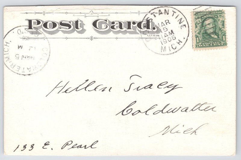 State View~Power House @ Lake Constantine Michigan B&W~Vintage Postcard