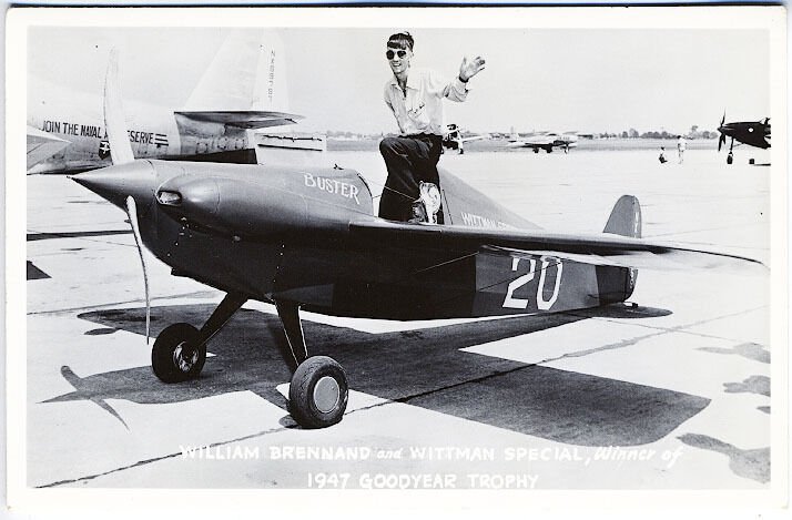 1947 Goodyear Trophy Airplane Buster Wittman Special Real Photo RPPC Postcard