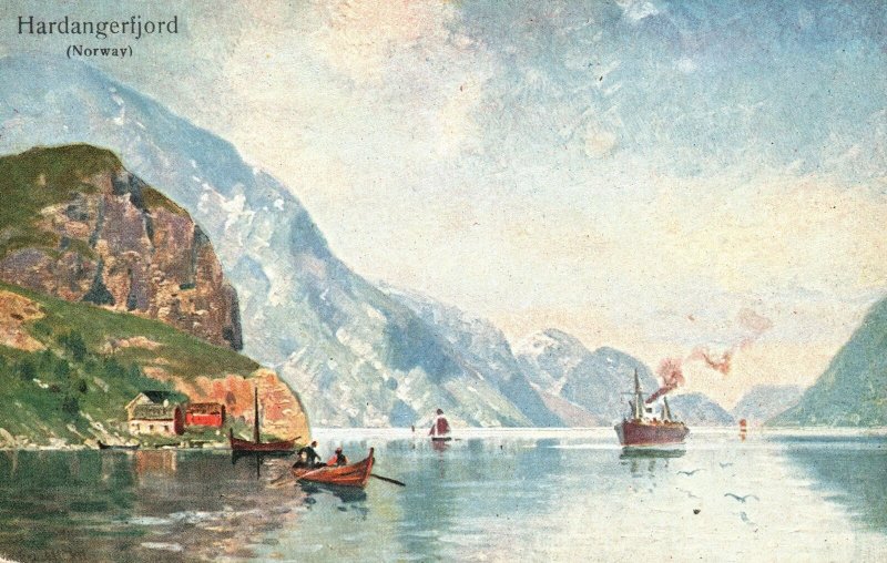Vintage Postcard Hardangerfjord Norway Ernest Nister London Printed In Bavaria