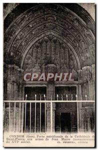 Condom - Door of the Cathedral - Old Postcard