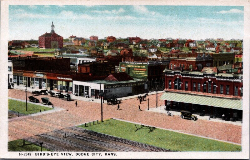 Birds Eye View Dodge City Kansas Vintage Postcard C091