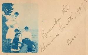 Vintage 1907 Post Card Women Baby Child on Lake Detroit, Michigan  G2