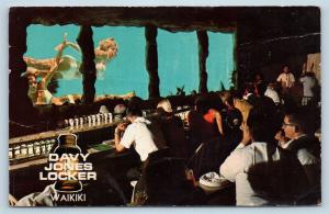 Postcard HI Waikiki Davy Jones Locker Tiki Bar Outrigger Pool Bikini Girls M06