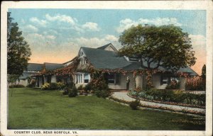 Norfolk Virginia VA Country Cub Entrance Garden 1900s-20s Vintage Postcard