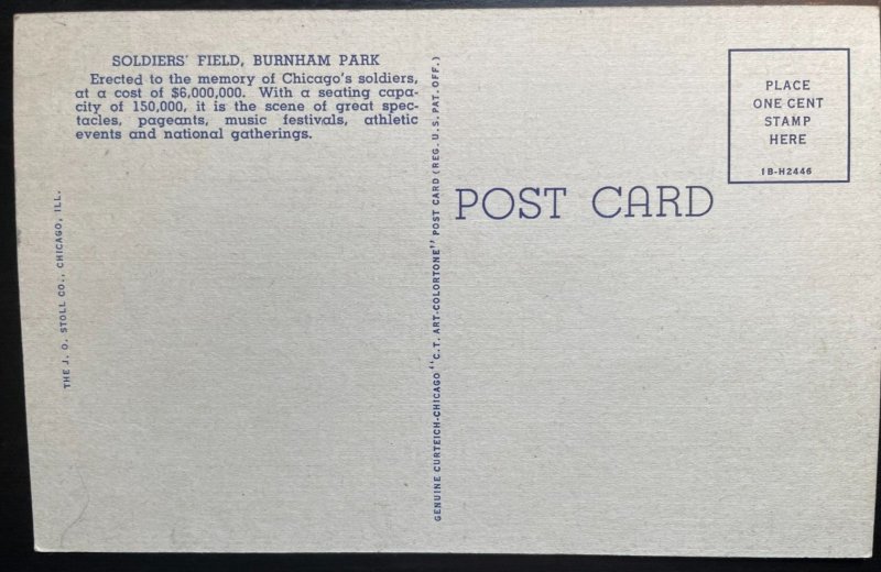 Vintage Postcard 1941 Soldier's Field, Burnham Park, Field Museum, Chicago (IL)