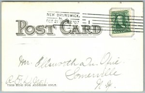 NEW BRUNSWICK NJ FIRST BAPTIST CHURCH UNDIVIDED 1907 ANTIQUE POSTCARD