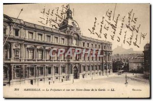 Old Postcard Marseille Prefecture and the view of Notre Dame de la Garde