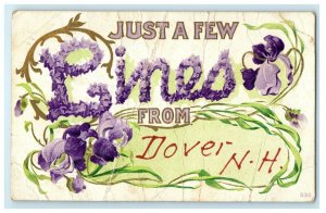 c1910 Just A Few Lines From Dover Embossed New Hampshire NH Postcard 