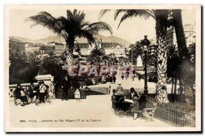 Nice Gardens Old Postcard King Albert 1st and casino