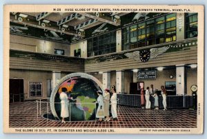 1936 Huge Globe Of The Earth Pan American Airways Terminal Miami FL Postcard