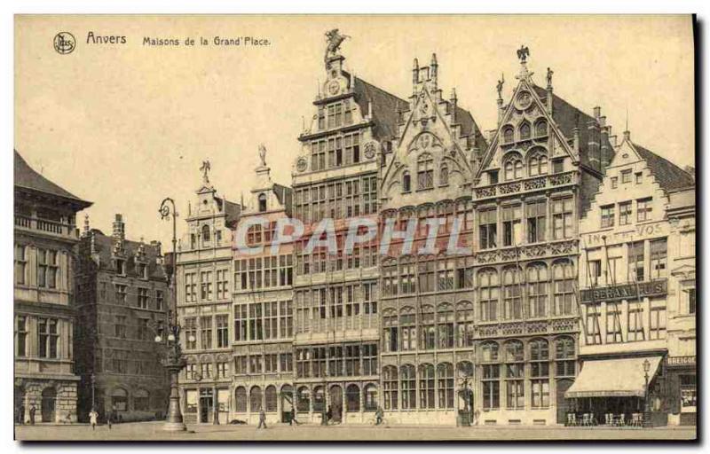 Old Postcard Antwerp Houses of the Grand Place