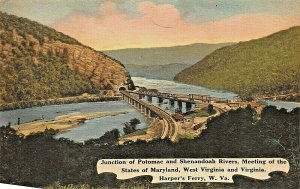 HARPERS FERRY WV~JUNCTION OF RIVERS~DITTMEYER ALBERTYPE PHOTO H/C POSTCARD