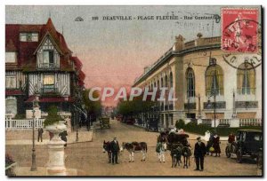 Old Postcard Deauville Beach flowered street Gontaut Biron