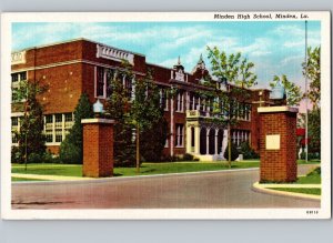 c1940 Minden High School Webster Parish Louisiana LA Linen Postcard