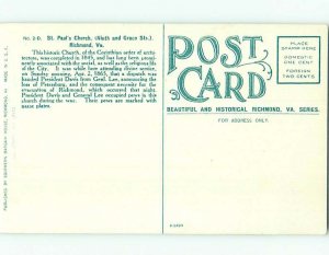 Unused Divided-Back CHURCH SCENE Richmond Virginia VA A8466