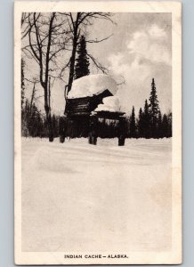c1930 Indian Cache Alaska AK Native American Albertype Postcard