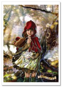 Little Red Riding Hood in the forest KIDS ART by Yokota Miharu Modern Postcard