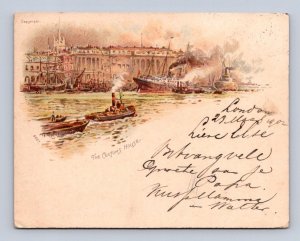CUSTOM HOUSE LONDON ENGLAND TO SCHEVENIGEN NETHERLANDS COURT SIZE POSTCARD 1902