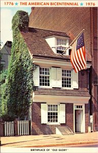 Betsy Ross House Philadelphia PA Pennsylvania Bicentennial 1976 Postcard UNP 