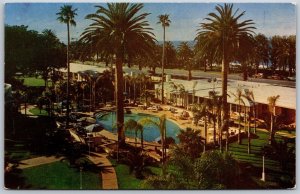 Vtg Santa Monica California CA Hotel Miramar Turquoise Pool 1950s View Postcard
