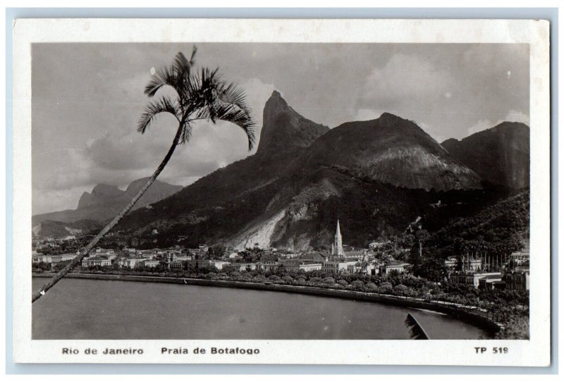 Rio de Janeiro Brazil Postcard Botafogo Beach c1940's Unposted RPPC Photo