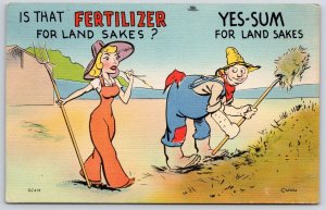 1950'S Pretty Farm Girl Woman Farmer Haymaking Posted Postcard