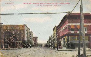 Tulsa Oklahoma Main St. , Looking North from 4th St. Hand Colored PC U2031