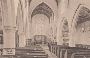 Baconsthorpe Church Interior Antique Norfolk Postcard