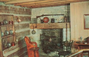 Fireplace Copper Bed Warmer Joseph Smith Homestead Illinois Postcard 2T5-272