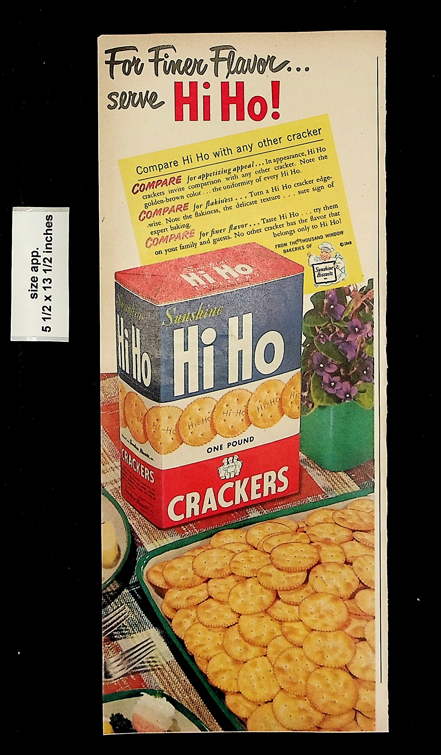 1949 Hi Ho Sunshine Crackers Vintage Print Ad 20628 Ephemera