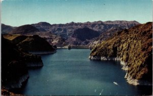 View Lake Mead And Hoover Dam Black Canyon Colorado River Postcard Chrome UNP 