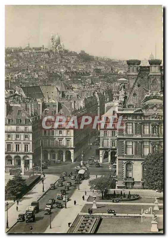 Postcard Moderne in Paris Flannant Square Pyramids Montmartre and Sacre Coeur