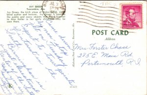 Ivy Green Helen Kellers House Tuscumbia Alabama Chrome Cancel WOB Postcard 