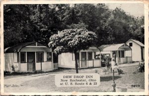 Dew Drop Inn Cottages Motel New Rochester OH c1940 Vintage Postcard S55