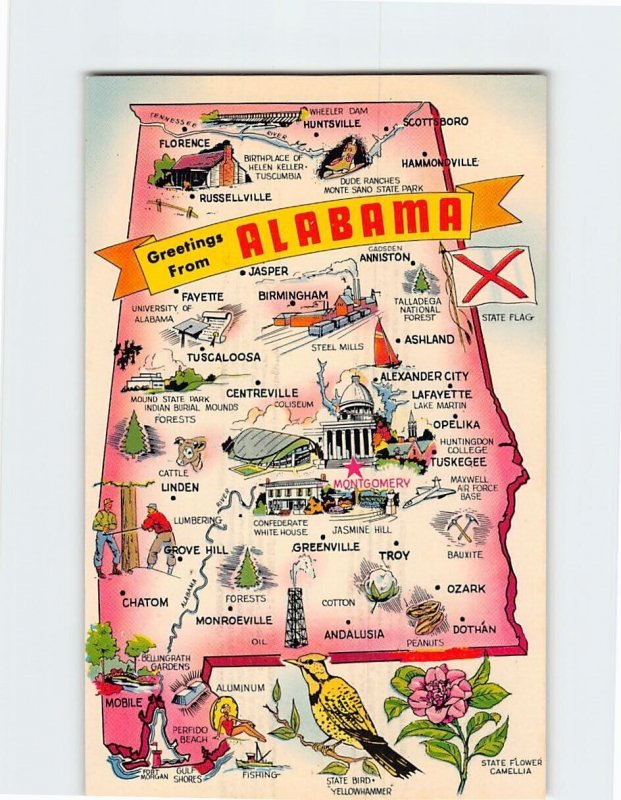 Postcard Greetings From Alabama USA