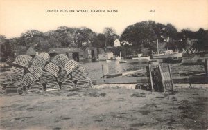 Camden, Maine Lobster Pots On Wharf Knox County c1930s Rare Vintage Postcard