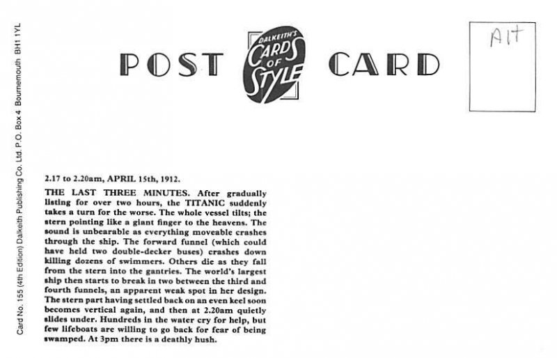 Titanic Modern Card White Star Line Titanic Ship 