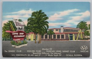 Ocala Florida~Brahma Restaurant~Cocktail Lounge~White Bull Sign~Art Deco~1950s